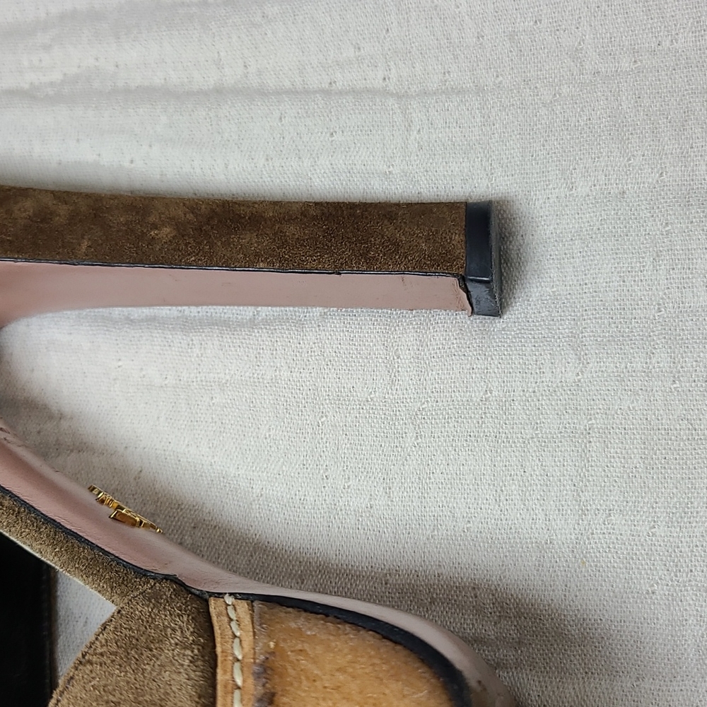 Prada Sigaro Suede Peep Toe Platform Heels - Picture 15 of 16
